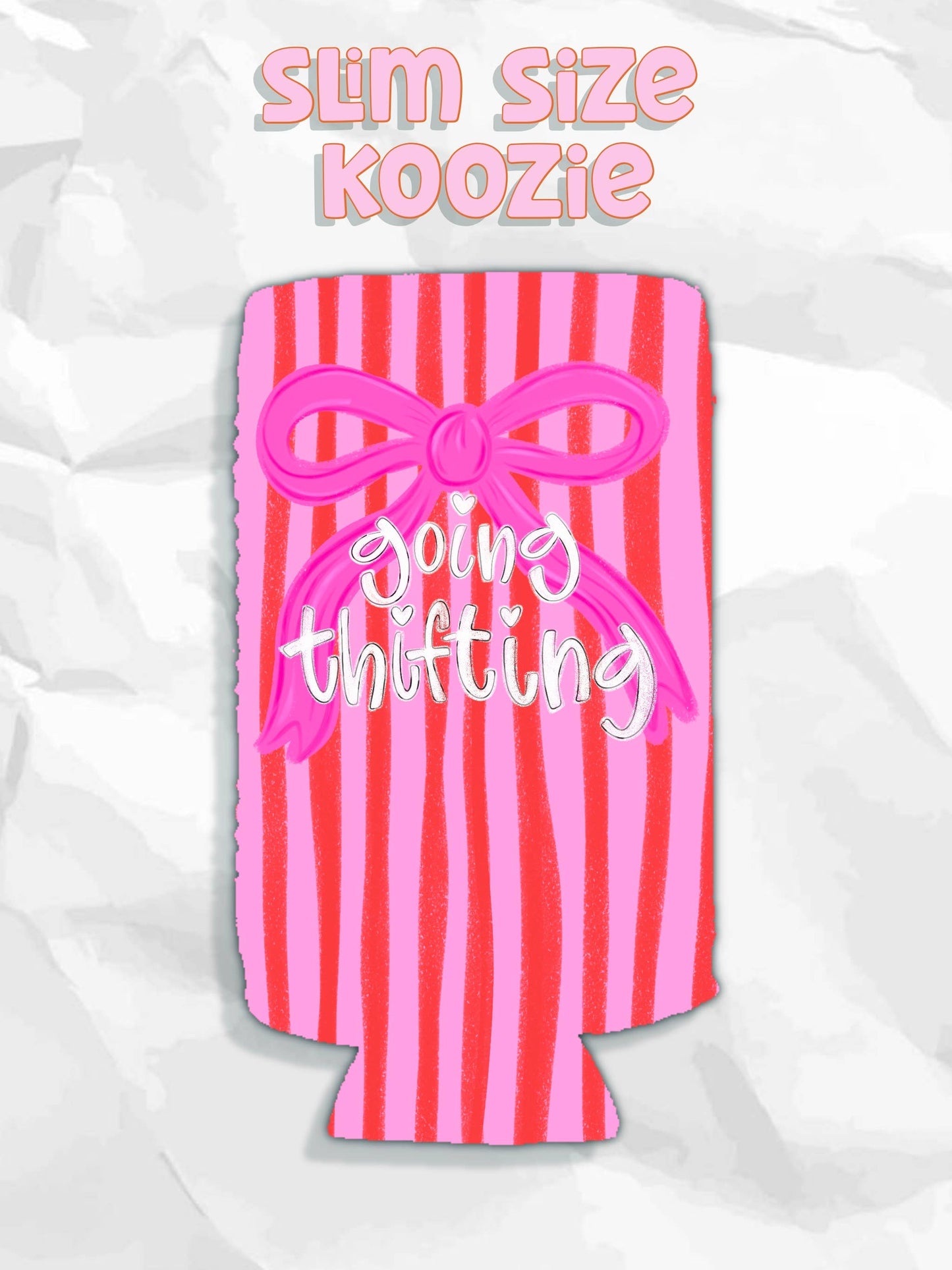 Going thrifting bow can koozie