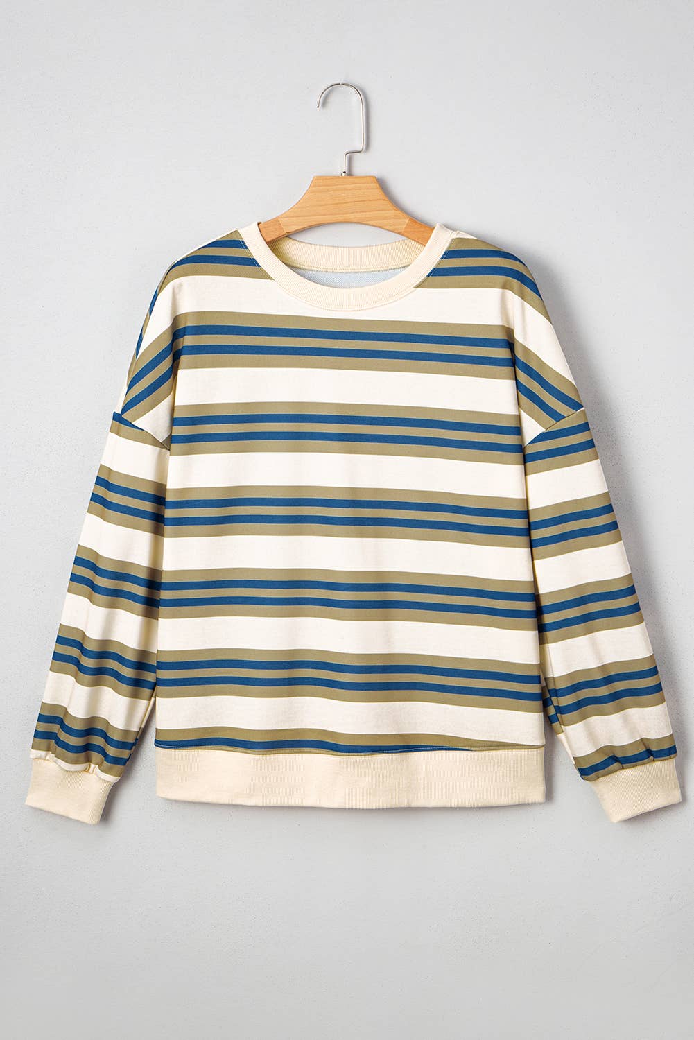 Stripe Crew Neck Drop Shoulder Pullover Top