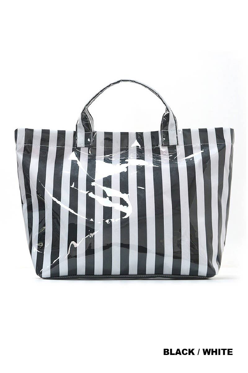 0414 Large Capacity Striped PVC Tote Bag SI-29637
