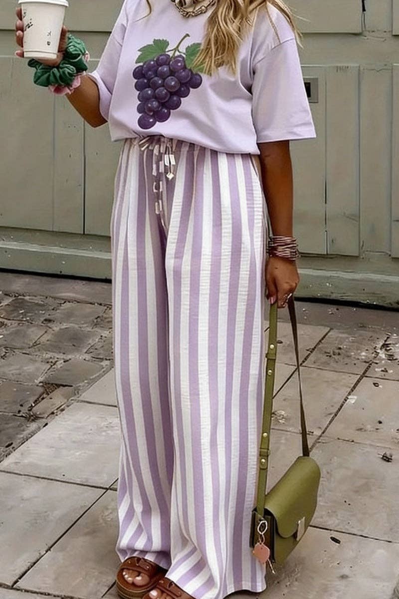 Striped Wide-Leg Casual Pants