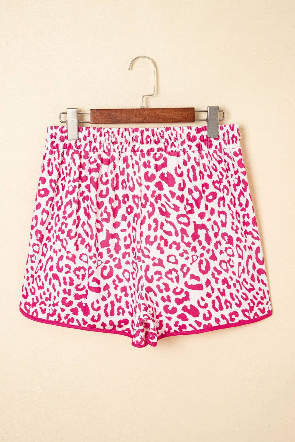 Leopard Contrast Trim Drawstring Shorts