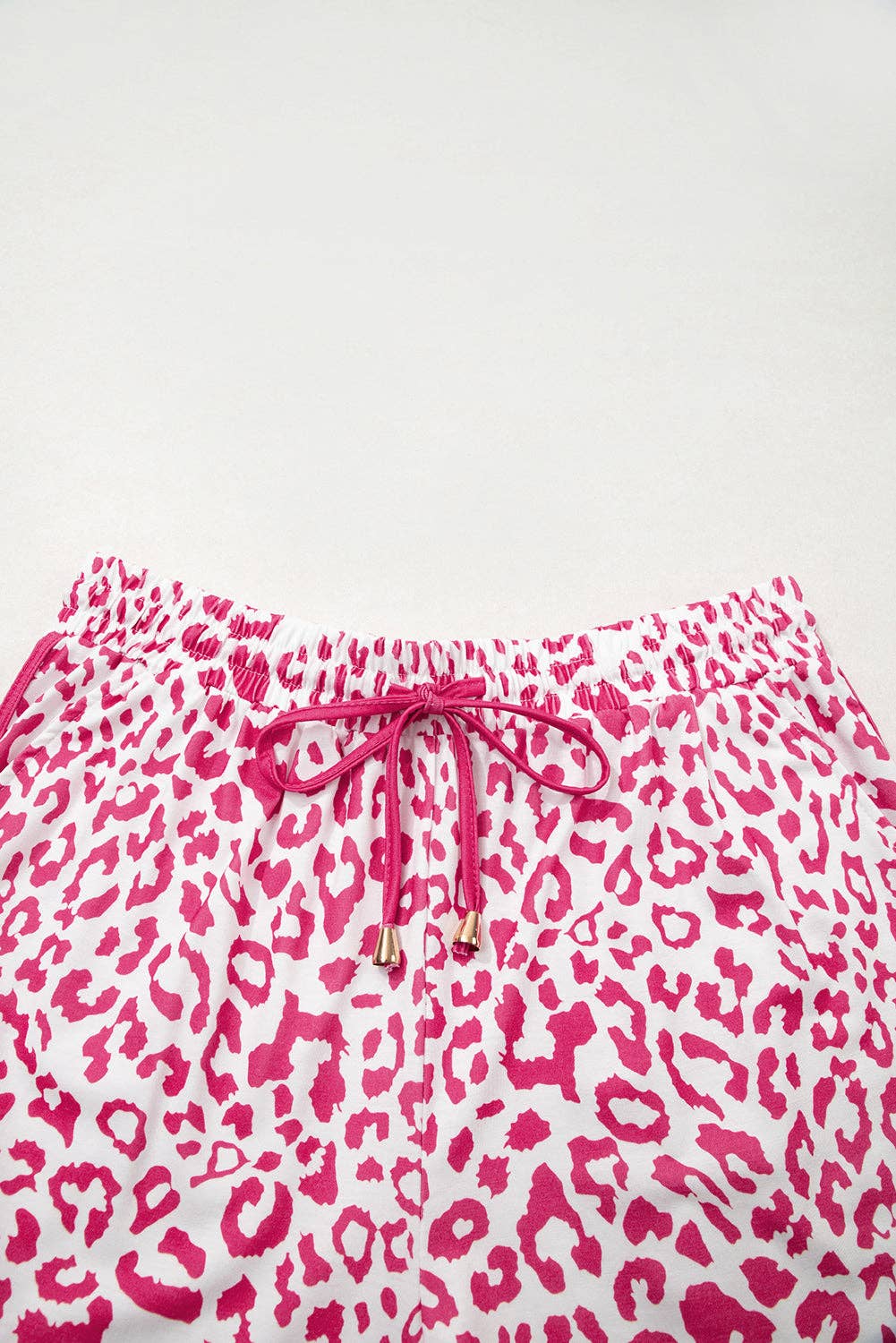 Leopard Contrast Trim Drawstring Shorts