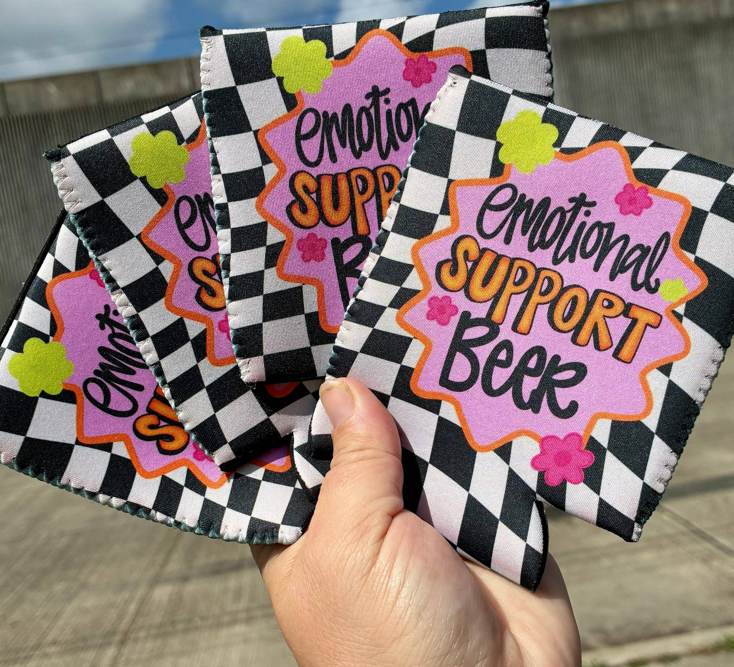 Emotional support beer can koozies