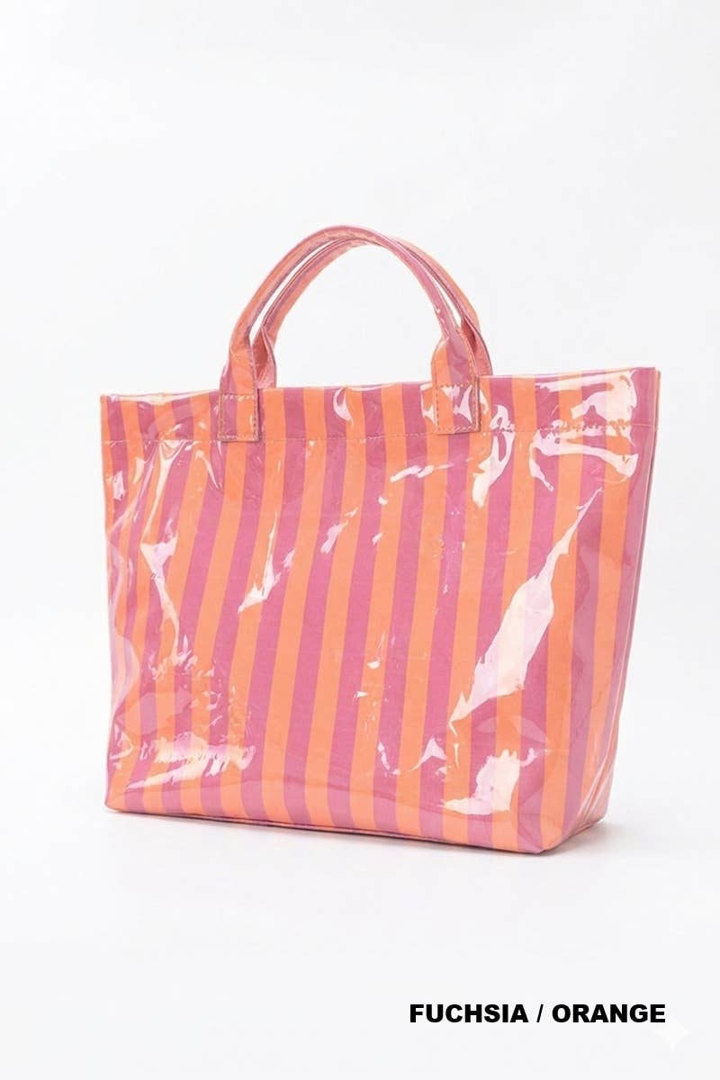 0414 Large Capacity Striped PVC Tote Bag SI-29637