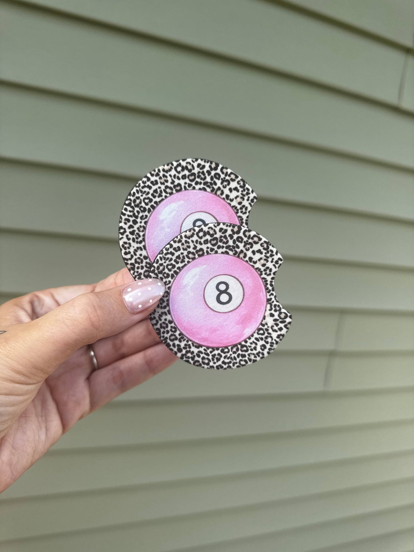 Leopard 8 Ball Car Coaster Set