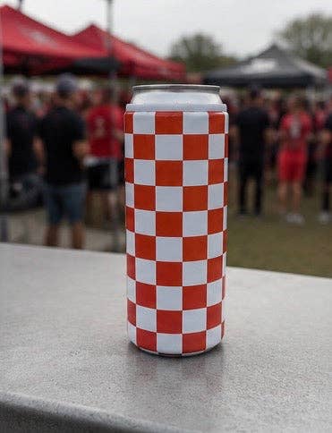 Hard Cooling Can in Red & White Checkerboard