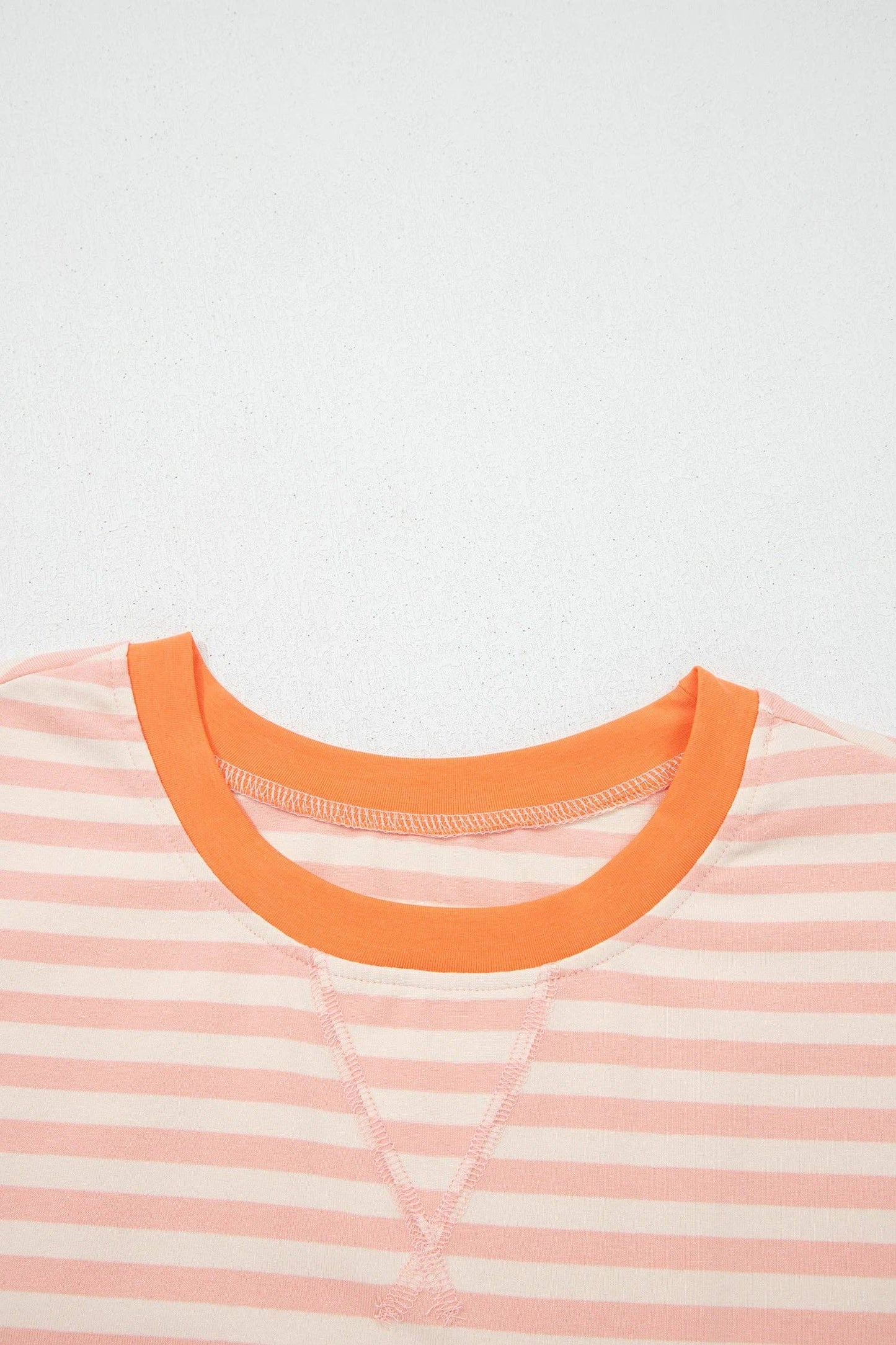 PRETTY BASH Stripe Contrast Trim Tee & Drawstring Shorts Set
