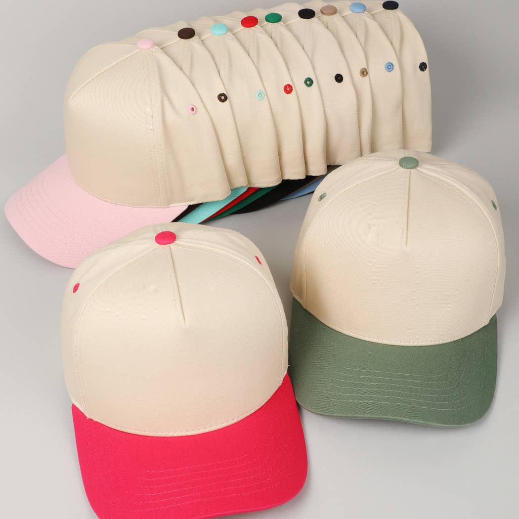 Plain Two-Tone Canvas Cotton Trucker Hat